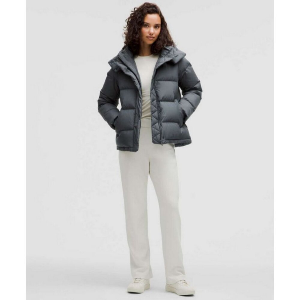 Lululemon Womens Wunder Puff Jacket Oil Grey Belgian Blue Size 10
